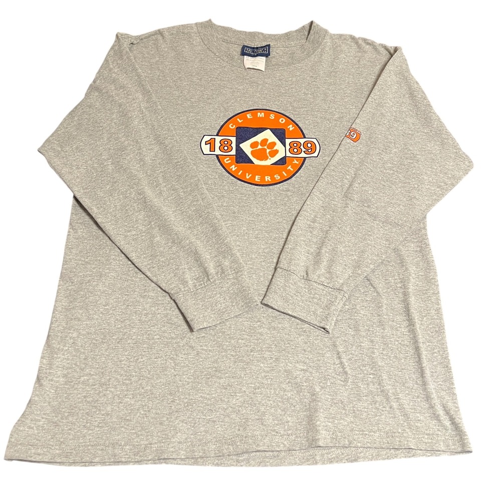Vintage Clemson University Long Sleeve Shirt Gray Mr Augis Sportswear Large USA